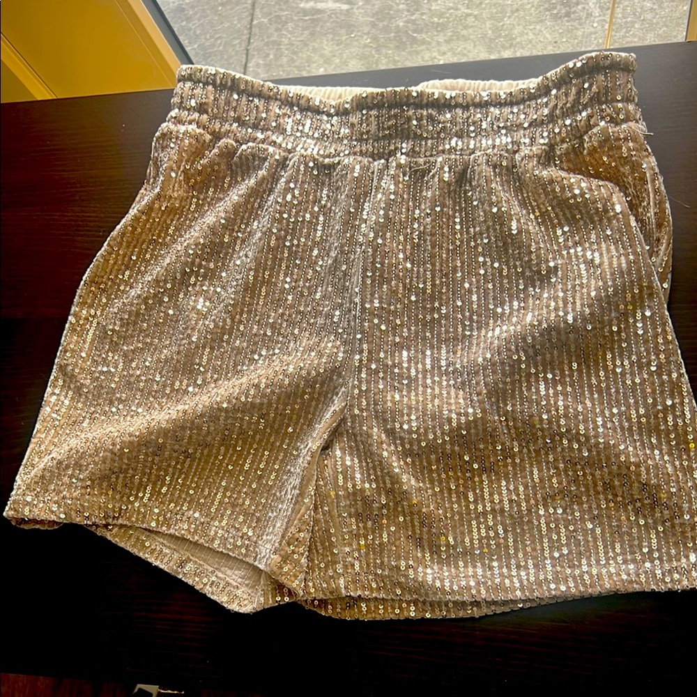 High Waist Gold Sparkle Shorts